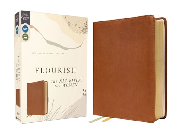 Cover image for Flourish: The NIV Bible for Women, Leathersoft, Brown, Comfort Print, isbn: 9780310462484