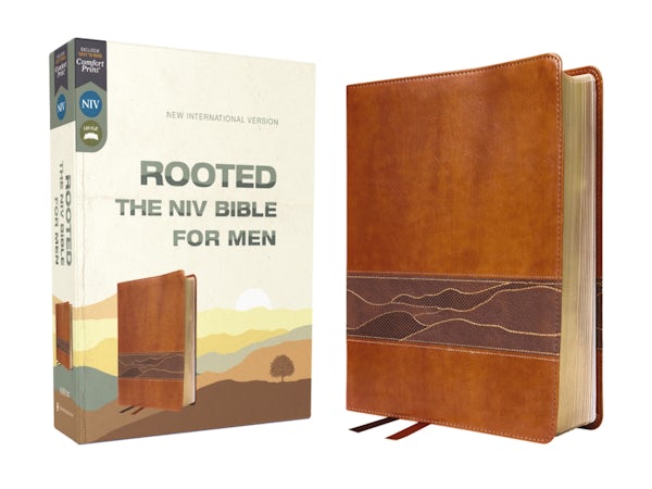 Cover image for Rooted: The NIV Bible for Men, Leathersoft, Brown, Comfort Print, isbn: 9780310462569
