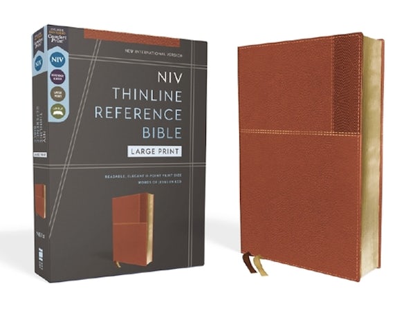 Cover image for Niv, Thinline Reference Bible (Deep Study at a Portable Size), Large Print, Leathersoft, Brown, Red Letter, Comfort Print, isbn: 9780310462668