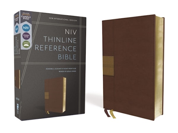 Cover image for Niv, Thinline Reference Bible (Deep Study at a Portable Size), Leathersoft, Brown, Red Letter, Comfort Print, isbn: 9780310462675