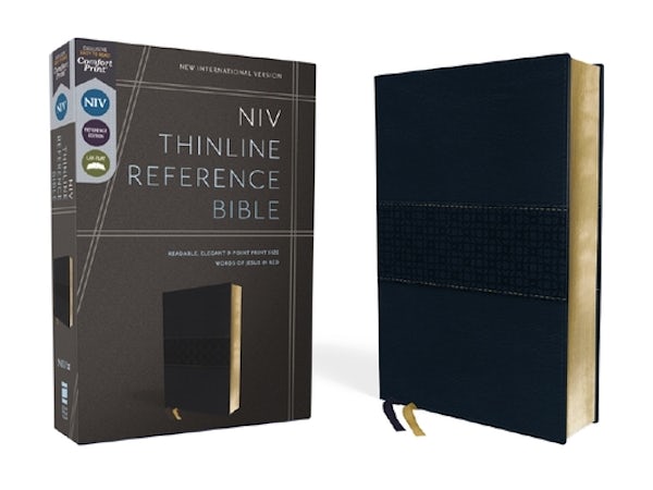 Cover image for Niv, Thinline Reference Bible (Deep Study at a Portable Size), Leathersoft, Navy, Red Letter, Comfort Print, isbn: 9780310462729