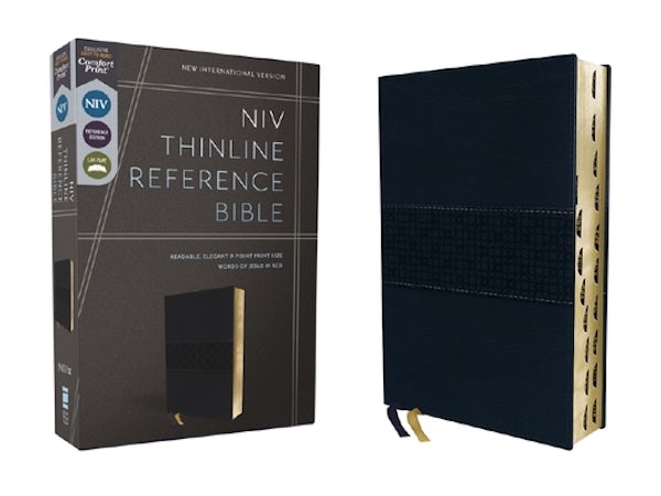 Cover image for Niv, Thinline Reference Bible (Deep Study at a Portable Size), Leathersoft, Navy, Red Letter, Thumb Indexed, Comfort Print, isbn: 9780310462743