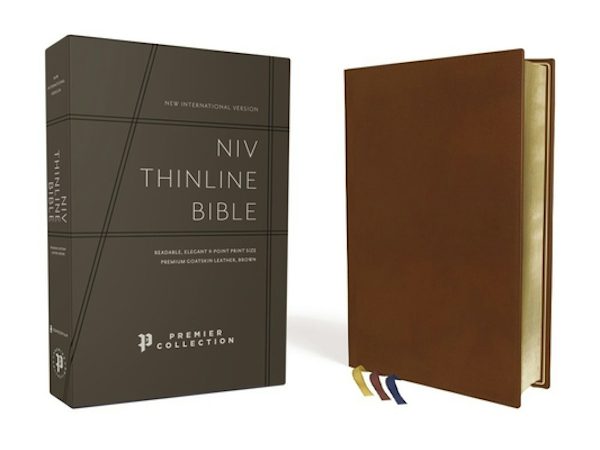 Cover image for Niv, Thinline Bible, Premium Goatskin Leather, Brown, Premier Collection, Black Letter, Art Gilded Edges, Comfort Print, isbn: 9780310462750