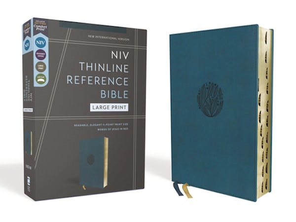 Cover image for Niv, Thinline Reference Bible (Deep Study at a Portable Size), Large Print, Leathersoft, Teal, Red Letter, Thumb Indexed, Comfort Print, isbn: 9780310462767
