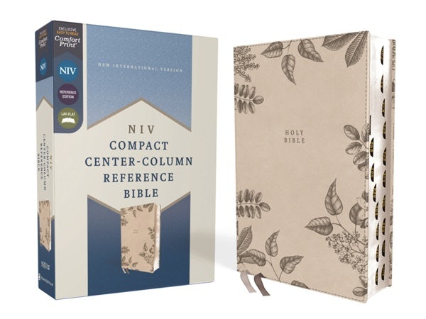 Cover image for Niv, Compact Center-Column Reference Bible, Leathersoft, Stone, Red Letter, Thumb Indexed, Comfort Print, isbn: 9780310462859