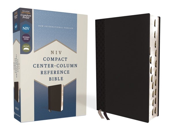 Cover image for Niv, Compact Center-Column Reference Bible, Leathersoft, Black, Red Letter, Thumb Indexed, Comfort Print, isbn: 9780310462897
