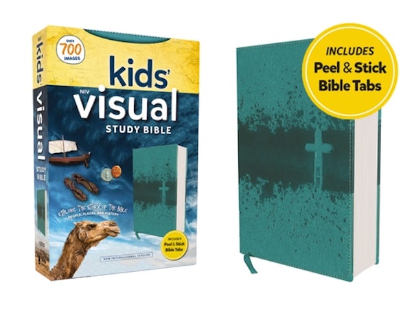 Cover image for Niv, Kids' Visual Study Bible, Leathersoft, Teal, Full Color Interior, Peel/Stick Bible Tabs, isbn: 9780310462972