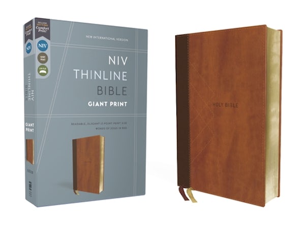 Cover image for Niv, Thinline Bible, Giant Print, Leathersoft, Brown, Red Letter, Comfort Print, isbn: 9780310463214