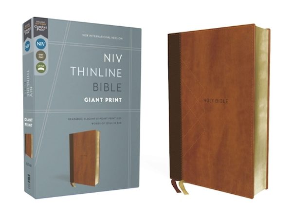 Cover image for Niv, Thinline Bible, Giant Print, Leathersoft, Brown, Red Letter, Comfort Print, isbn: 9780310463214