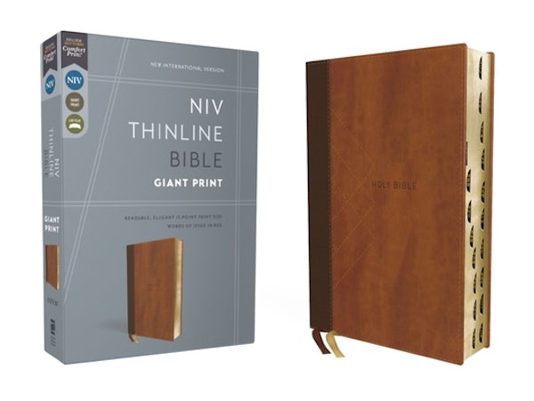 Cover image for Niv, Thinline Bible, Giant Print, Leathersoft, Brown, Red Letter, Thumb Indexed, Comfort Print, isbn: 9780310463276