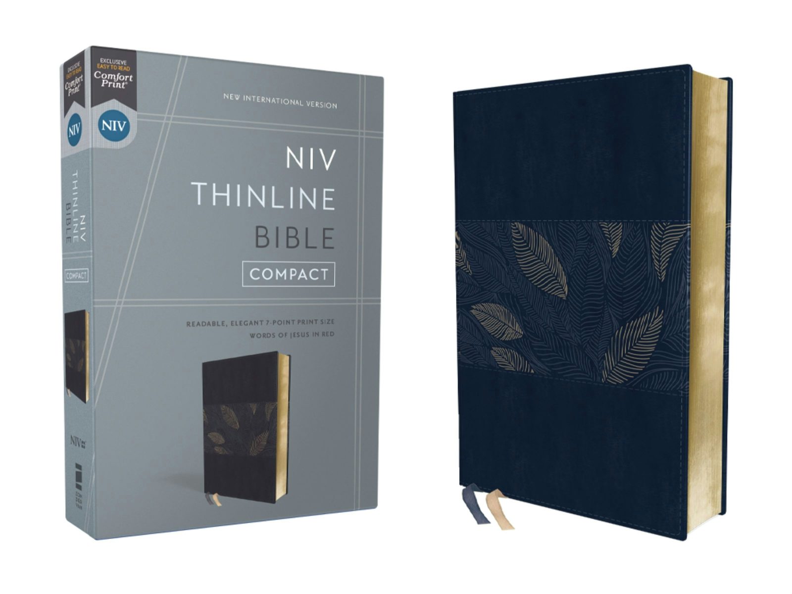 Cover image for Niv, Thinline Bible, Compact, Leathersoft, Blue Floral, Red Letter, Comfort Print, isbn: 9780310463399