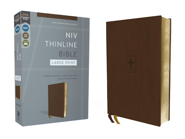Cover image for Niv, Thinline Bible, Large Print, Leathersoft, Brown, Red Letter, Comfort Print, isbn: 9780310463467