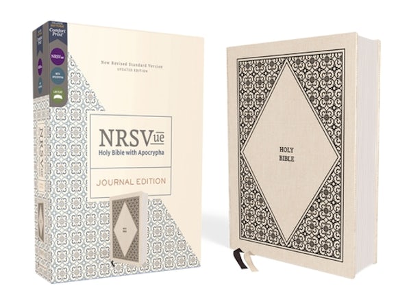 Cover image for Nrsvue, Holy Bible with Apocrypha, Journal Edition, Cloth Over Board, Cream, Comfort Print, isbn: 9780310463696