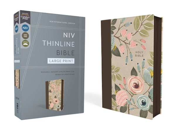 Cover image for Niv, Thinline Bible, Large Print, Leathersoft, Floral, Zippered, Red Letter, Comfort Print, isbn: 9780310465034