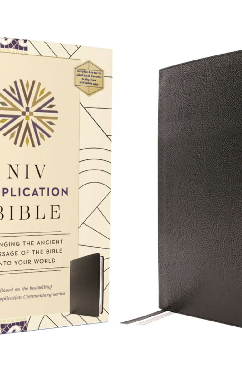 Cover image for NIV Application Bible, European Bonded Leather, Black, Red Letter, Comfort Print, isbn: 9780310465102