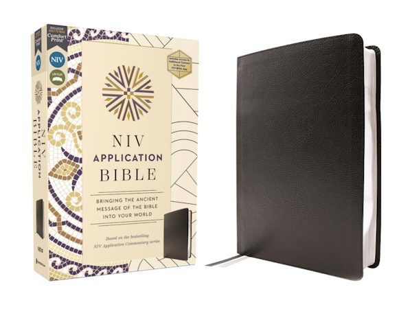 Cover image for NIV Application Bible, European Bonded Leather, Black, Red Letter, Comfort Print, isbn: 9780310465102