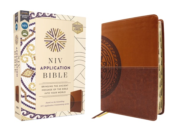 Cover image for NIV Application Bible, Leathersoft, Brown, Red Letter, Thumb Indexed, Comfort Print, isbn: 9780310465157