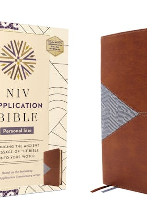 Cover image for NIV Application Bible, Personal Size, Leathersoft, Brown/Blue, Red Letter, Comfort Print, isbn: 9780310465249