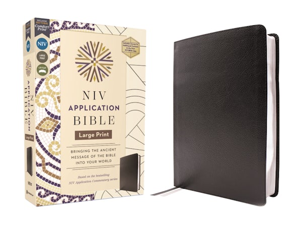 Cover image for NIV Application Bible, Large Print, European Bonded Leather, Black, Red Letter, Comfort Print, isbn: 9780310465287