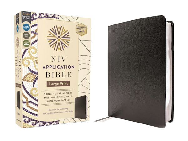 Cover image for NIV Application Bible, Large Print, European Bonded Leather, Black, Red Letter, Comfort Print, isbn: 9780310465287
