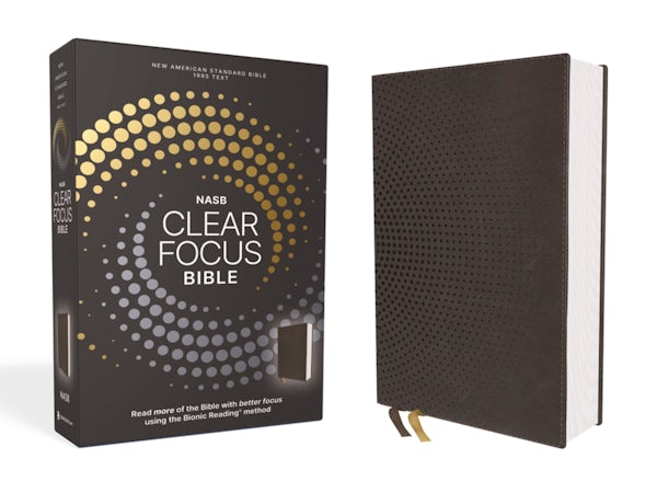 Cover image for Nasb, Clear Focus Bible, Leathersoft, Charcoal Brown, isbn: 9780310465591