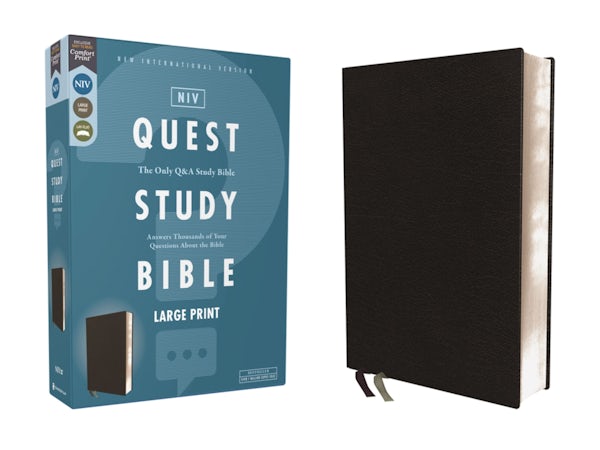 Cover image for Niv, Quest Study Bible, Large Print, Bonded Leather, Black, Comfort Print, isbn: 9780310465812