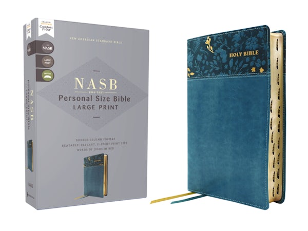 Cover image for Nasb, Personal Size Bible, Large Print, Leathersoft, Teal, Red Letter, 1995 Text, Thumb Indexed, Comfort Print, isbn: 9780310465959