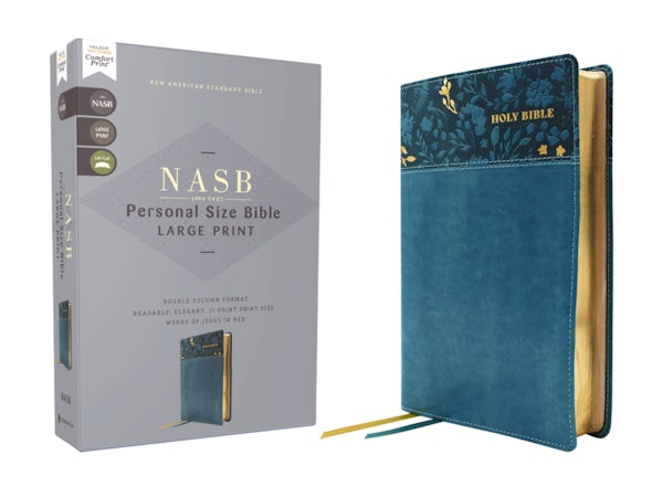 Cover image for Nasb, Personal Size Bible, Large Print, Leathersoft, Teal, Red Letter, 1995 Text, Comfort Print, isbn: 9780310465966