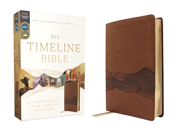 Cover image for Niv, Timeline Bible, Leathersoft, Brown, Red Letter, Comfort Print, isbn: 9780310467502