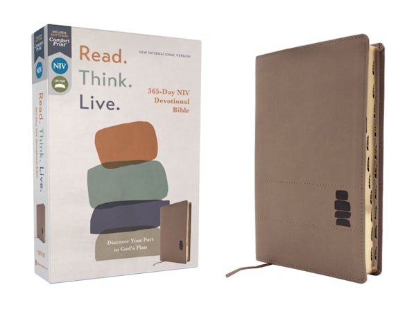 Cover image for Niv, Read. Think. Live., Leathersoft, Brown, Thumb Indexed, Comfort Print, isbn: 9780310467656