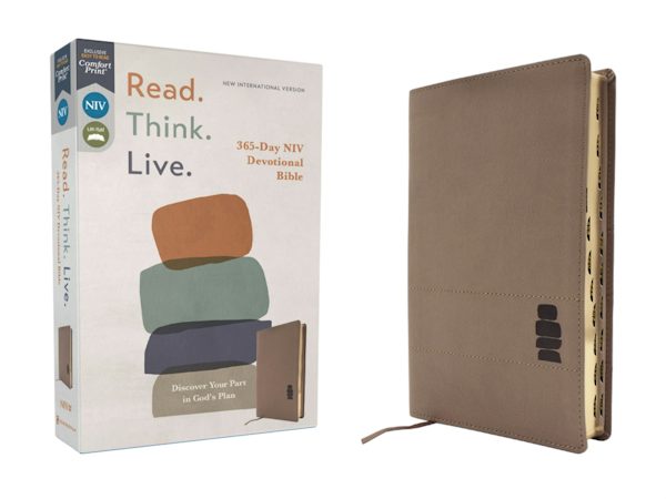 Cover image for Niv, Read. Think. Live., Leathersoft, Brown, Thumb Indexed, Comfort Print, isbn: 9780310467656