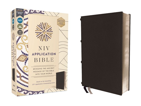 Cover image for NIV Application Bible, Genuine Leather, Calfskin, Black, Red Letter, Comfort Print, isbn: 9780310467748
