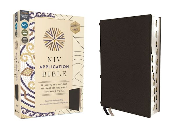 Cover image for NIV Application Bible, Genuine Leather, Calfskin, Black, Red Letter, Thumb Indexed, Comfort Print, isbn: 9780310467755