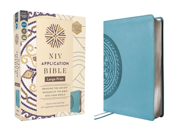 Cover image for NIV Application Bible, Large Print, Leathersoft, Teal, Red Letter, Comfort Print, isbn: 9780310467762