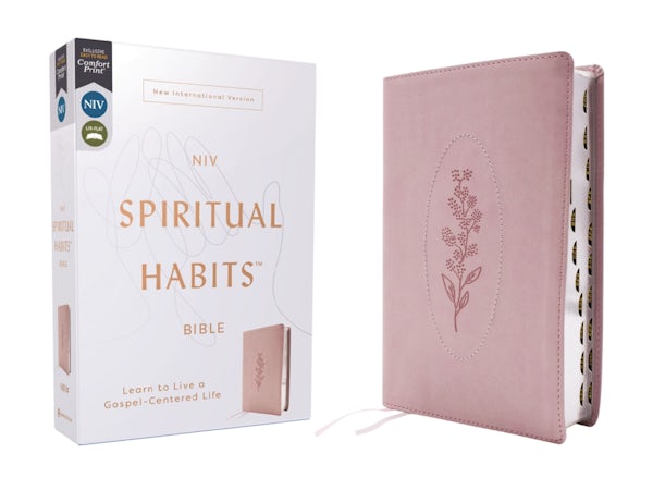 Cover image for Niv, Spiritual Habits Bible, Leathersoft, Pink, Red Letter, Thumb Indexed, Comfort Print, isbn: 9780310467878