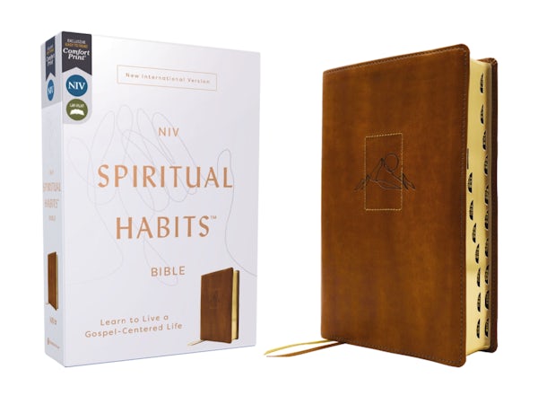 Cover image for Niv, Spiritual Habits Bible, Leathersoft, Tan, Red Letter, Thumb Indexed, Comfort Print, isbn: 9780310467892