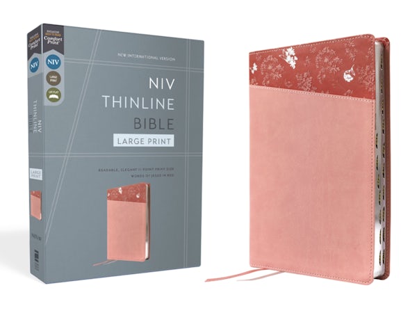 Cover image for Niv, Thinline Bible, Large Print, Leathersoft, Pink, Red Letter, Thumb Indexed, Comfort Print, isbn: 9780310468998
