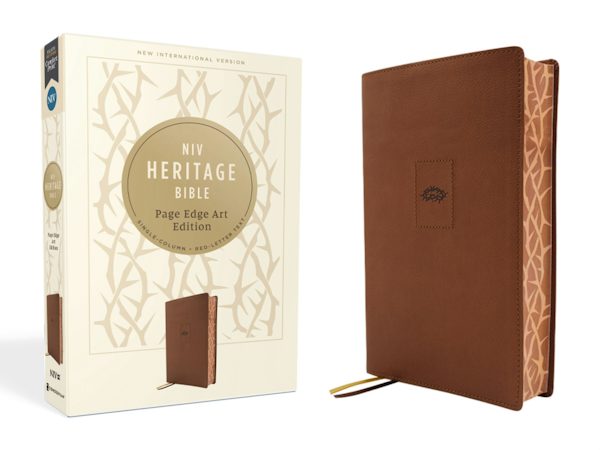 Cover image for Niv, Heritage Bible, Page Edge Art Edition, Leathersoft, Brown, Red Letter, Comfort Print, isbn: 9780310469230