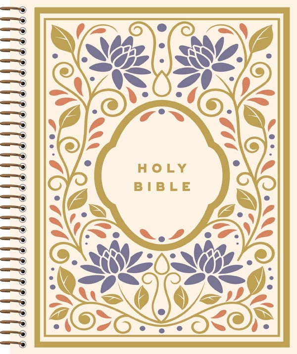 Cover image for Niv, Journal the Word Bible, Spiral-Bound Edition, Double-Column, Hardcover Spiral, Multi-Floral, Red Letter, Comfort Print, isbn: 9780310469971