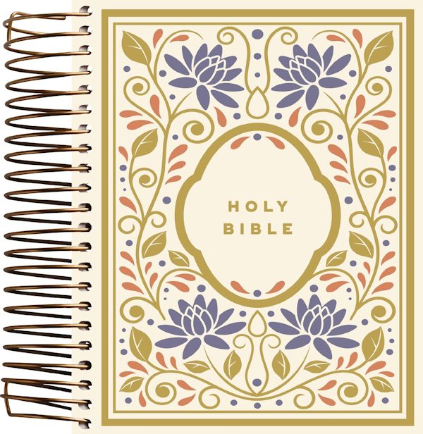 Cover image for Niv, Journal the Word Bible, Spiral-Bound Edition, Double-Column, Hardcover Spiral, Multi-Floral, Red Letter, Comfort Print, isbn: 9780310469971