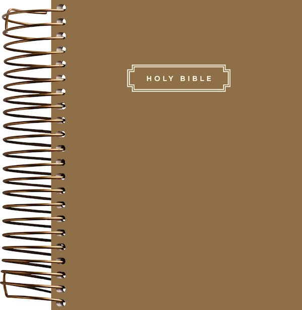 Cover image for Niv, Journal the Word Bible, Spiral-Bound Edition, Double-Column, Hardcover Spiral, Brown, Red Letter, Comfort Print, isbn: 9780310469995