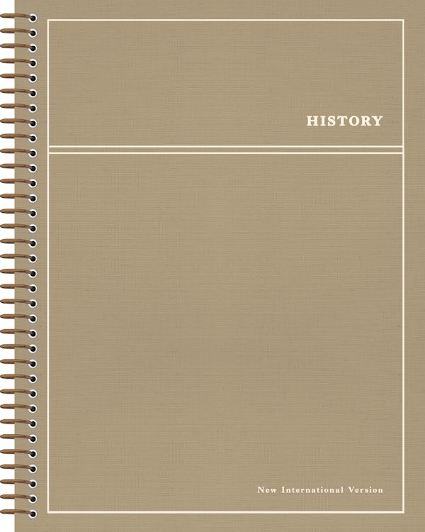 Cover image for Niv, Journal the Word Bible, History, Spiral-Bound Edition, Single-Column, Cloth Hardcover Spiral, Tan, Comfort Print, isbn: 9780310470045