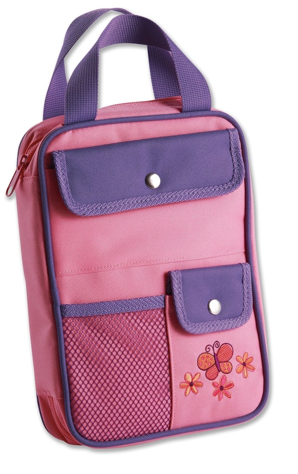 Cover image for Butterfly Bible Cover for Girls, Bible Organizer, Zippered, with Handle, Canvas, Pink/Purple, Medium, isbn: 9780310520337