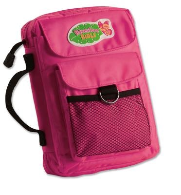 Cover image for Adventure Bible Cover for Girls, Zippered, with Handle, Nylon, Pink, Medium, isbn: 9780310520344