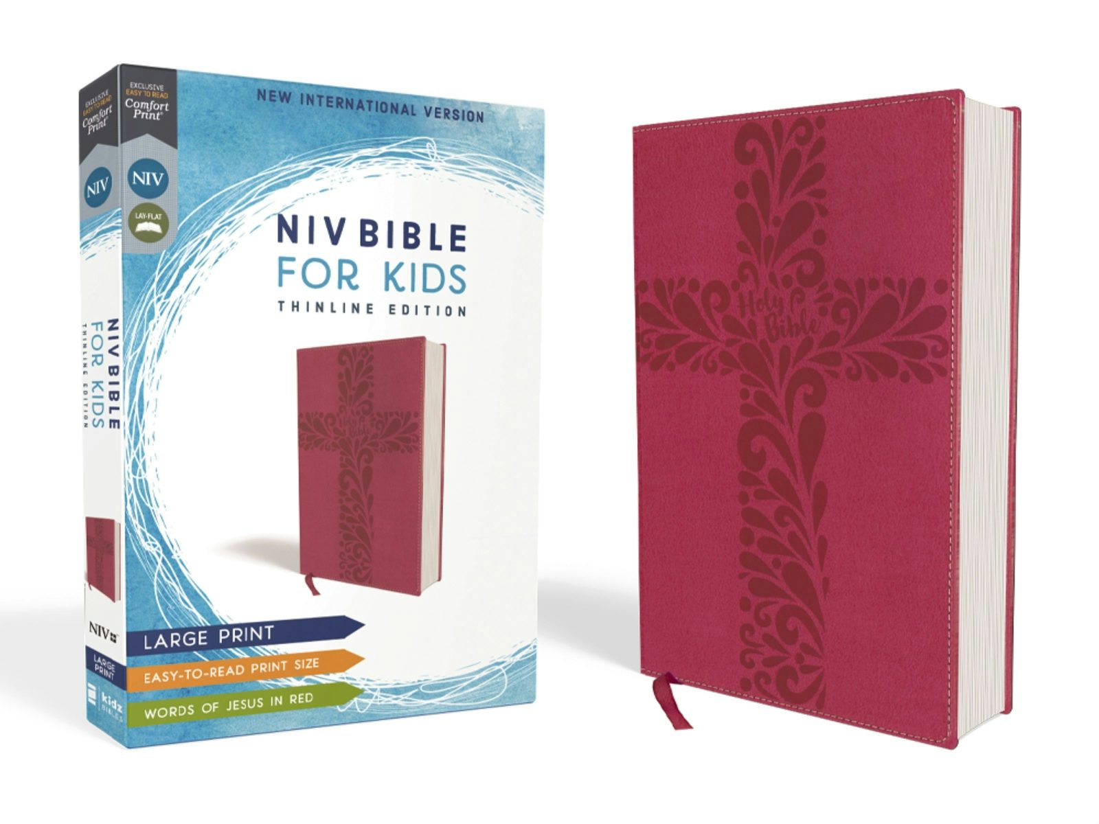 Cover image for Niv, Bible for Kids, Large Print, Leathersoft, Pink, Red Letter, Comfort Print, isbn: 9780310764137