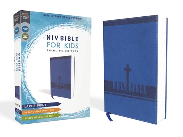 Cover image for Niv, Bible for Kids, Large Print, Leathersoft, Blue, Red Letter, Comfort Print, isbn: 9780310764212