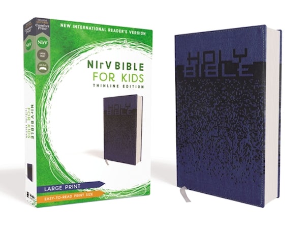 Cover image for Nirv, Bible for Kids, Large Print, Leathersoft, Blue, Comfort Print, isbn: 9780310767503