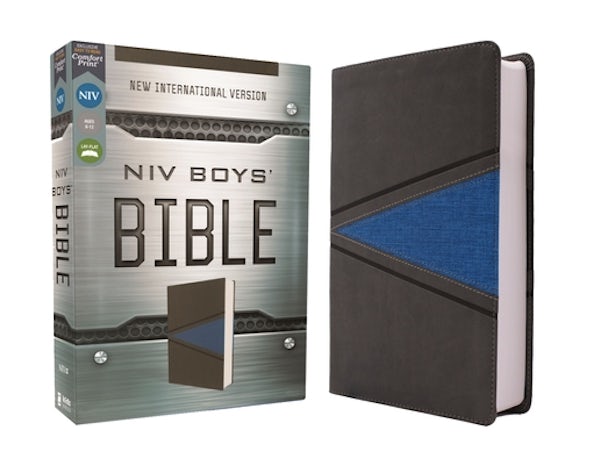 Cover image for Niv, Boys Bible, Leathersoft, Gray/Blue, Comfort Print, isbn: 9780310768845