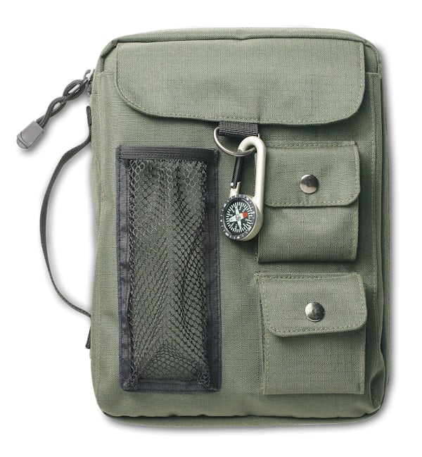 Cover image for Compass Bible Cover, Zippered, with Handle, Nylon, Green, Large, isbn: 9780310806592