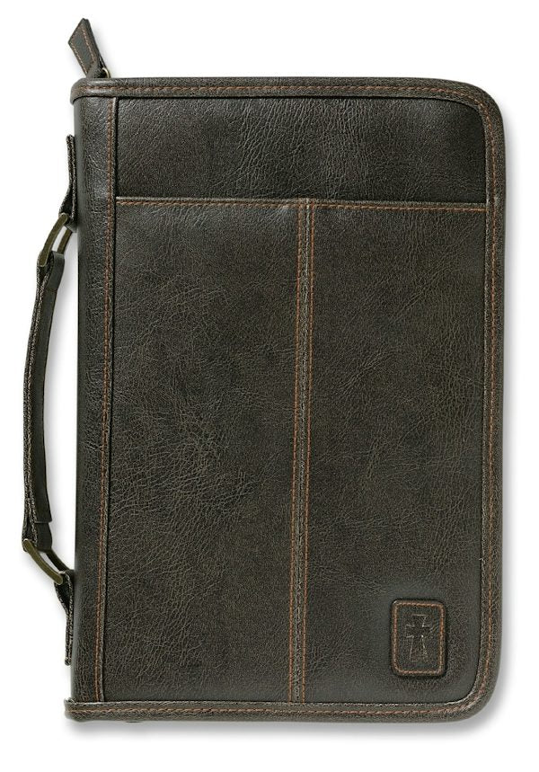 Cover image for Aviator Bible Cover, Zippered, with Handle, Leather Look, Brown, Large, isbn: 9780310822523